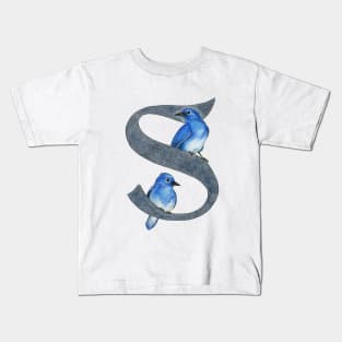 Avian Alphabet S - Mountain bluebird Kids T-Shirt